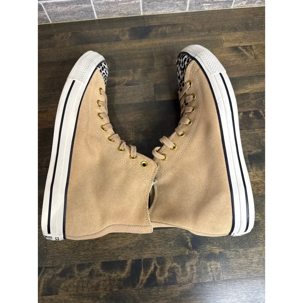 Converse Chuck Taylor All Star Hi Suede Leopard Print Tan Sneakers Wmns 12 Mn 10 - Picture 9 of 10